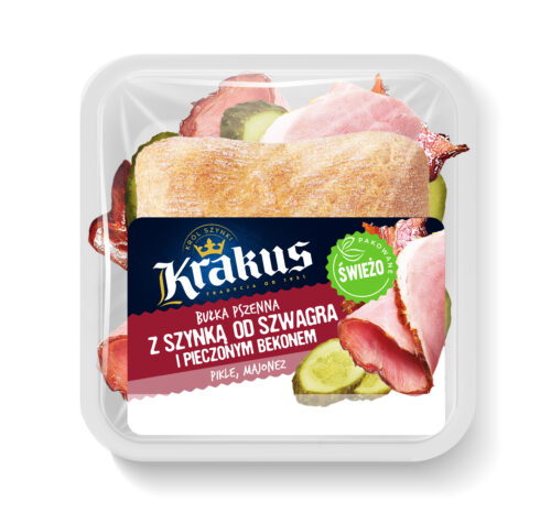 Bułka pszenna z&nbsp;szynką od&nbsp;szwagra i&nbsp;pieczonym bekonem